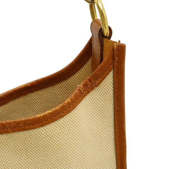 HERMES Evelyn I 1 PM Shoulder Bag Toile H Leather Light Brown Z Stamp - Picture 8 of 10